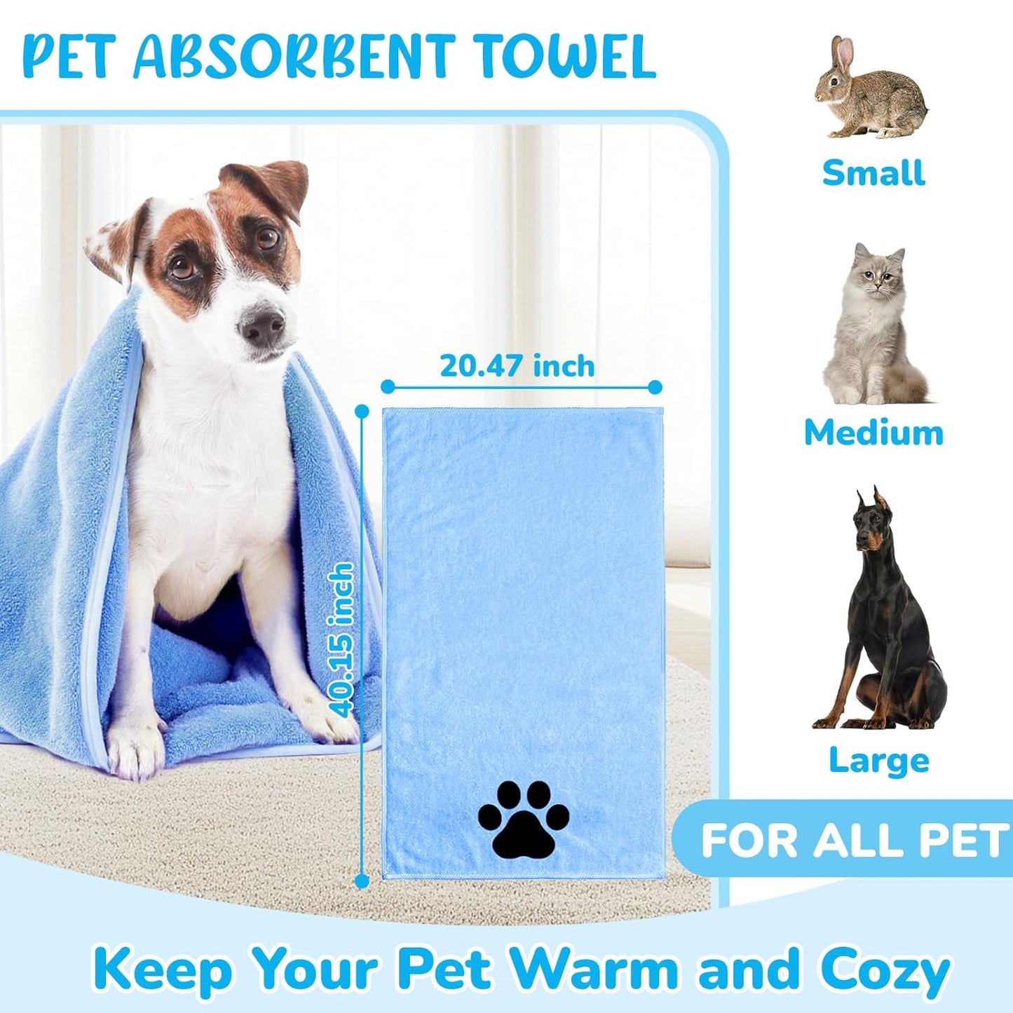 Dog Grooming Kit for Shedding – 8-Piece Pet Grooming Supplies with Deshedding Brush, Bath Gloves, Towels & Silicone Toothbrush | Ideal for Dogs, Cats, Small and Large Pets (Blue)