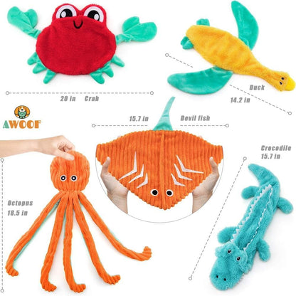 5 Pack Dog Squeaky Toys - No Stuffing, Durable Chew Toy Set for Puppy, Small to Large Dogs