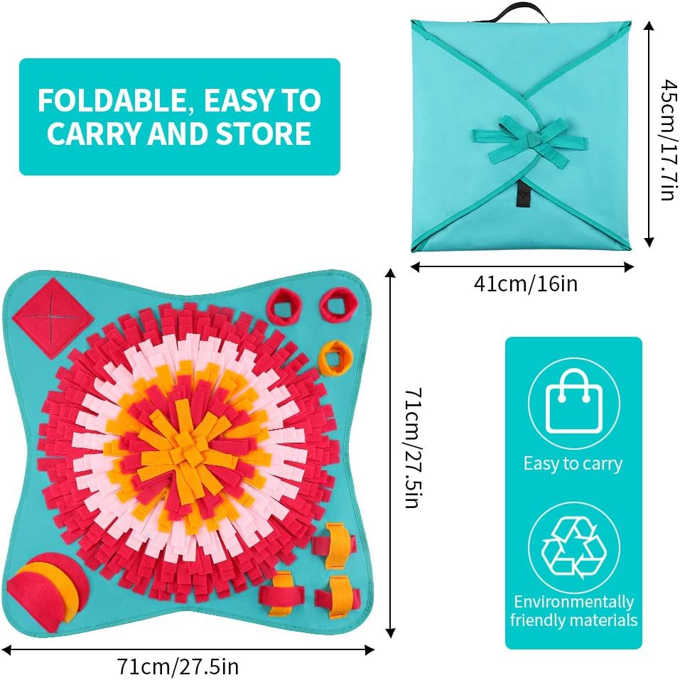 Snuffle Mat for Dogs Feeding Mat Interactive Puppy Puzzle Toy Pet Nosework Training Play Mats for Stress Relief Blue