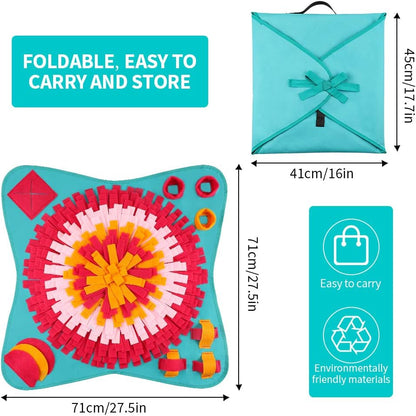 Snuffle Mat for Dogs Feeding Mat Interactive Puppy Puzzle Toy Pet Nosework Training Play Mats for Stress Relief Blue