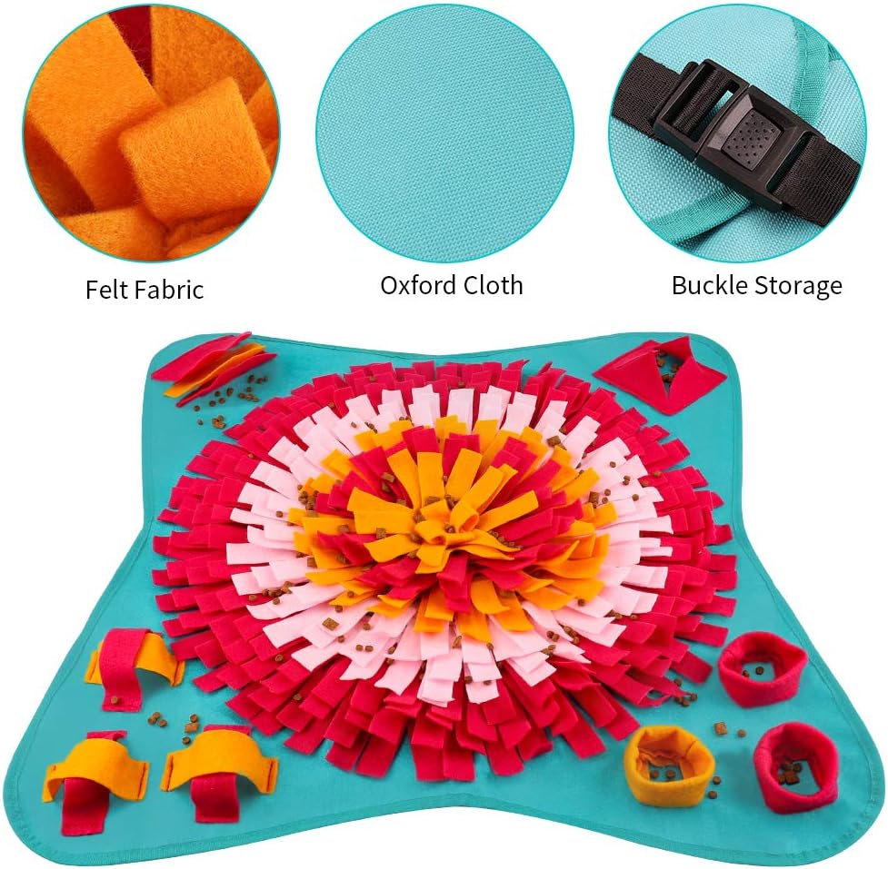 Snuffle Mat for Dogs Feeding Mat Interactive Puppy Puzzle Toy Pet Nosework Training Play Mats for Stress Relief Blue