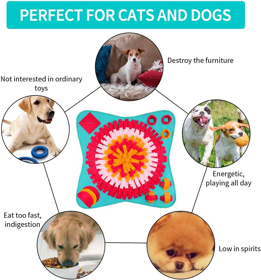 Snuffle Mat for Dogs Feeding Mat Interactive Puppy Puzzle Toy Pet Nosework Training Play Mats for Stress Relief Blue