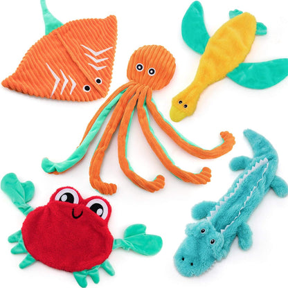 5 Pack Dog Squeaky Toys - No Stuffing, Durable Chew Toy Set for Puppy, Small to Large Dogs